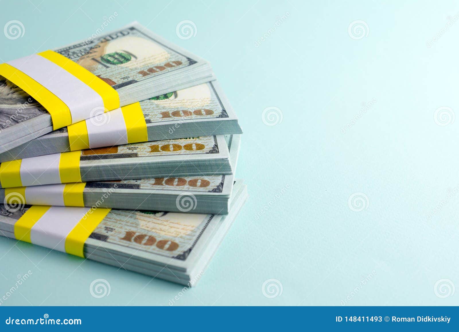 Stack of Money Wrapped in Currency Strap. Stock Image Image of bank