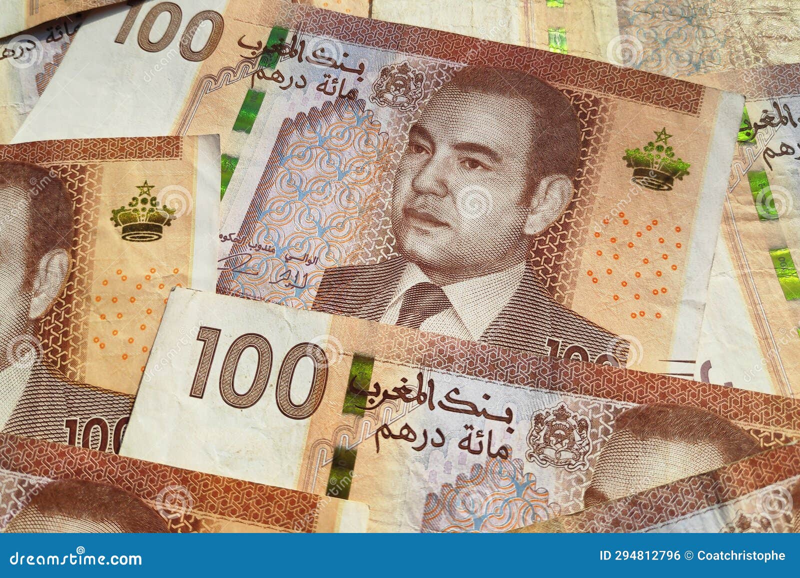 Stack of 100 Moroccan Dirham Banknotes Stock Photo Image of paper