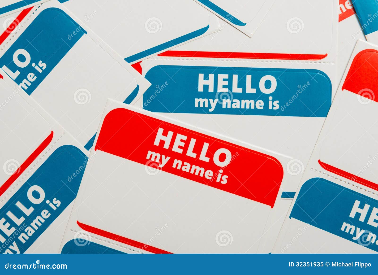 stack of name tags or badges