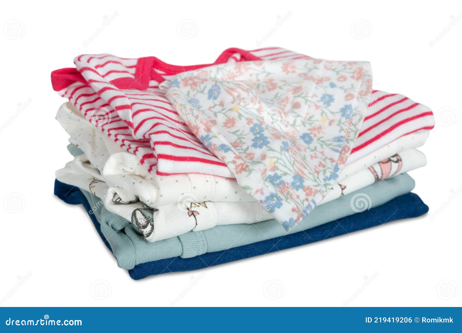 Stack of Newborn Baby Clothes Isolated Stock Photo - Image of fasteners ...