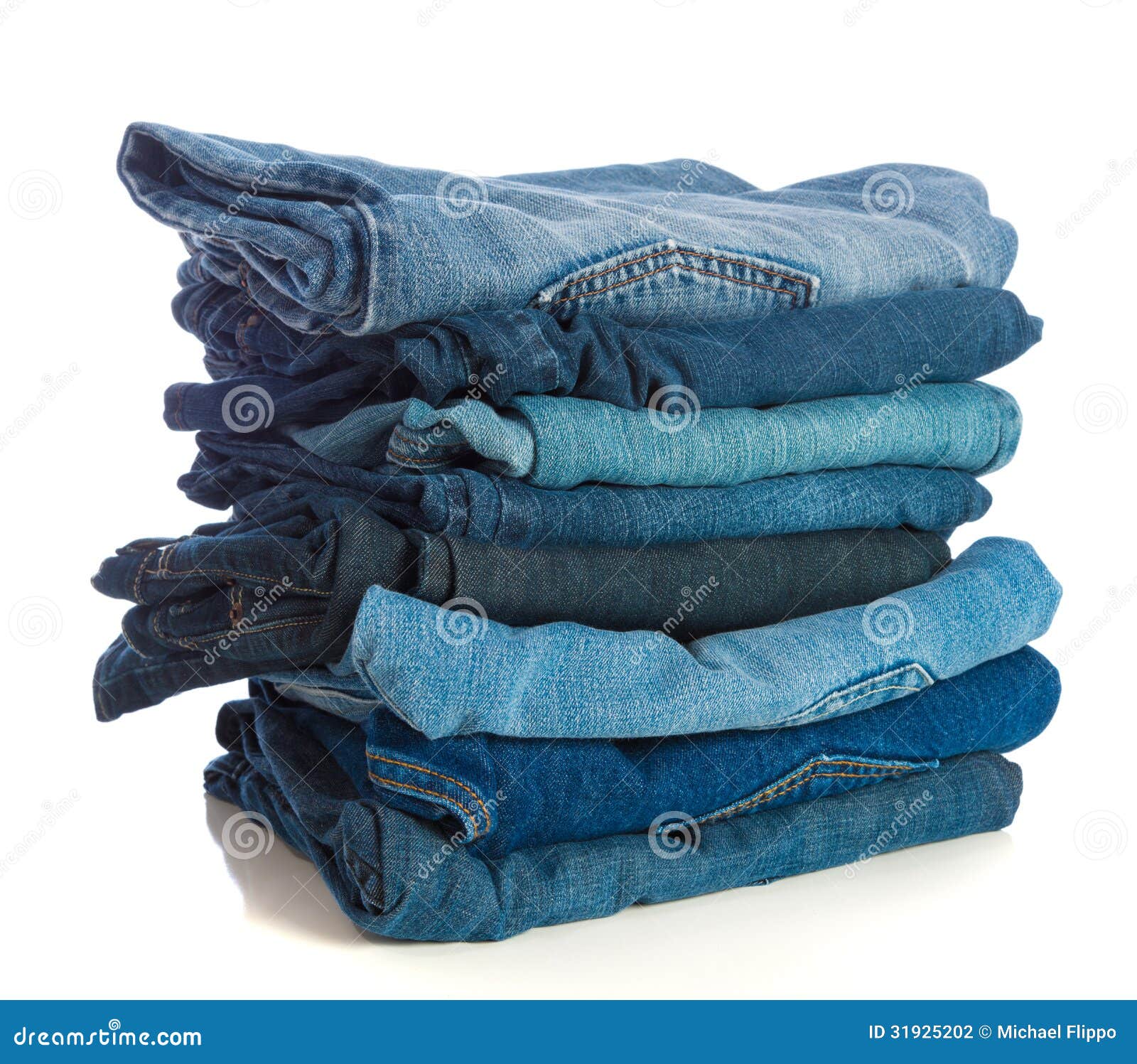 Stack of old Blue Jeans stock photo. Image of fabric 31925202