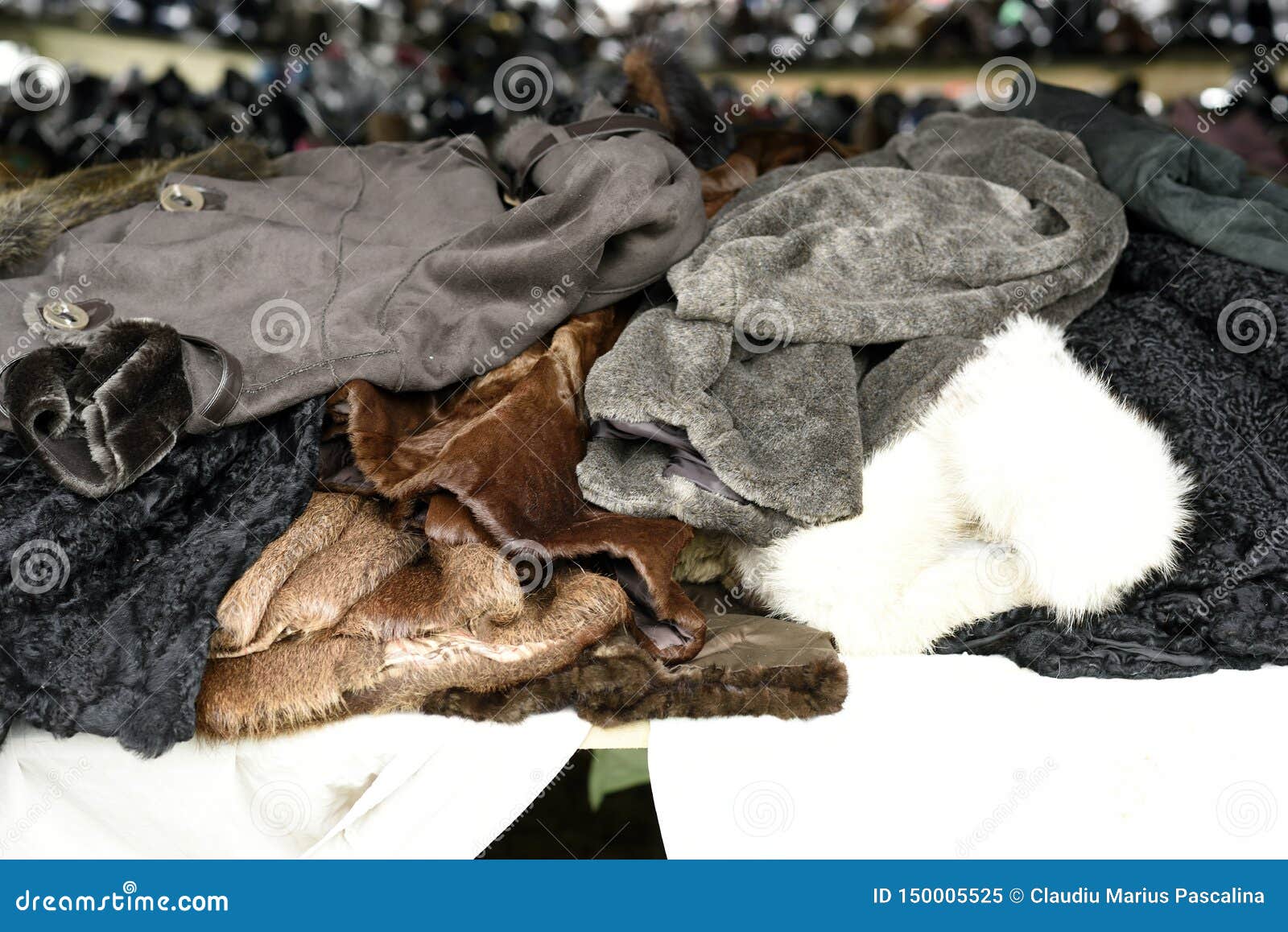 Fur Coat Displayed at the Flea Market. Stock Image Image of factory