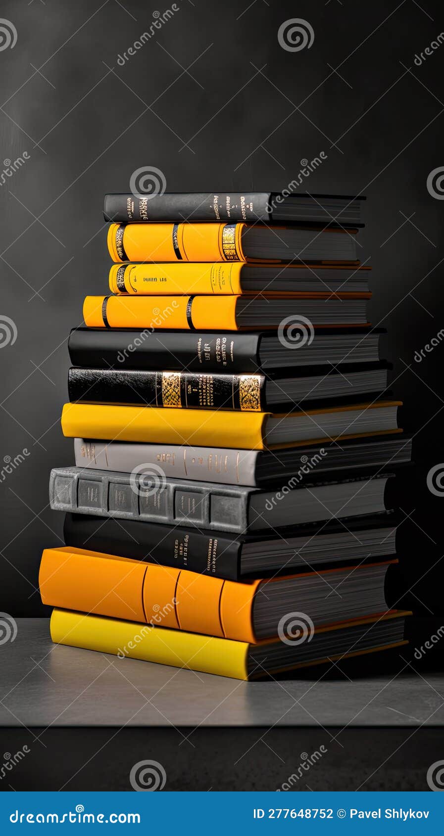 stack of old gery and yellow books