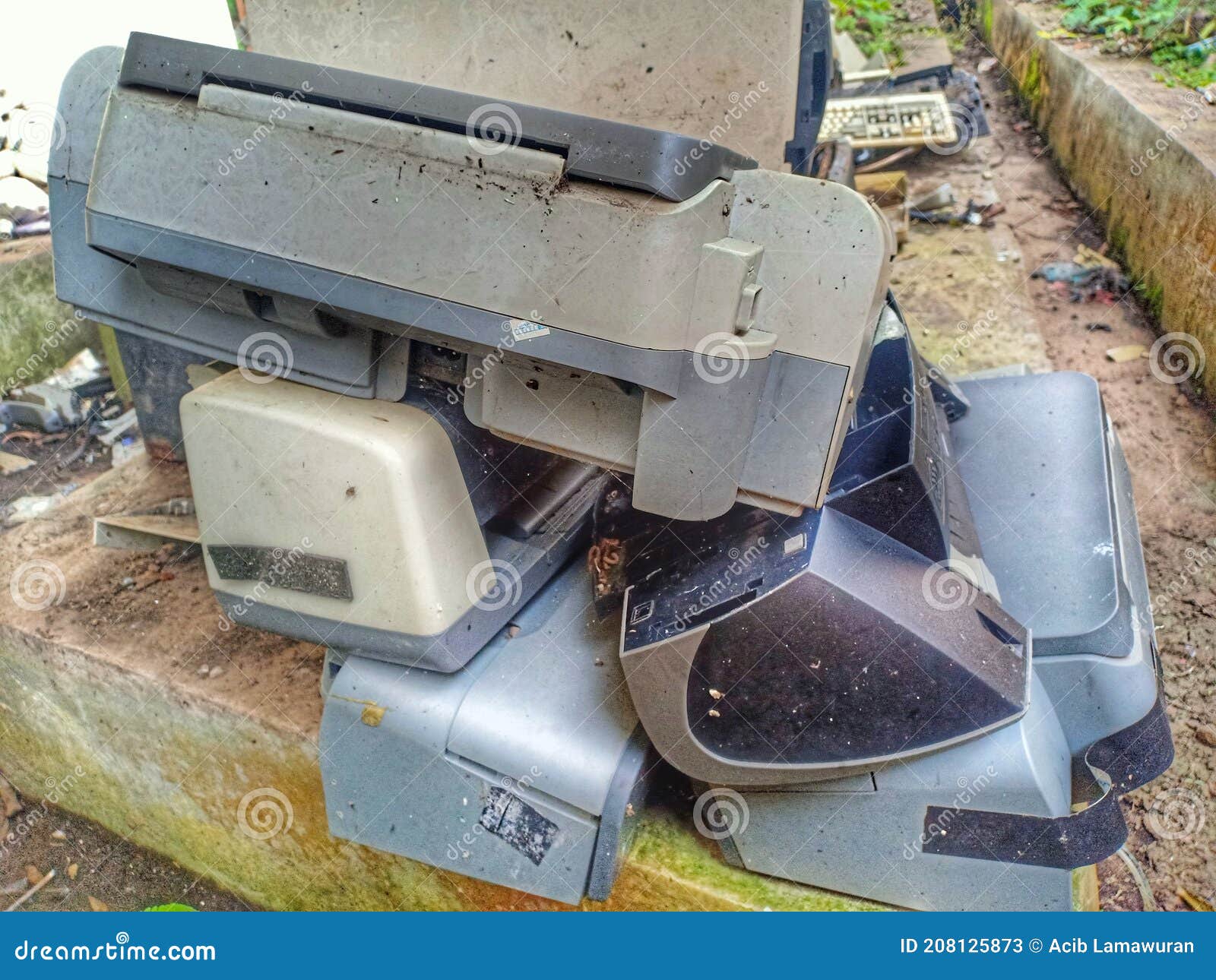 Electronic Waste (printer) Ready for Recycling Stock Image Image of