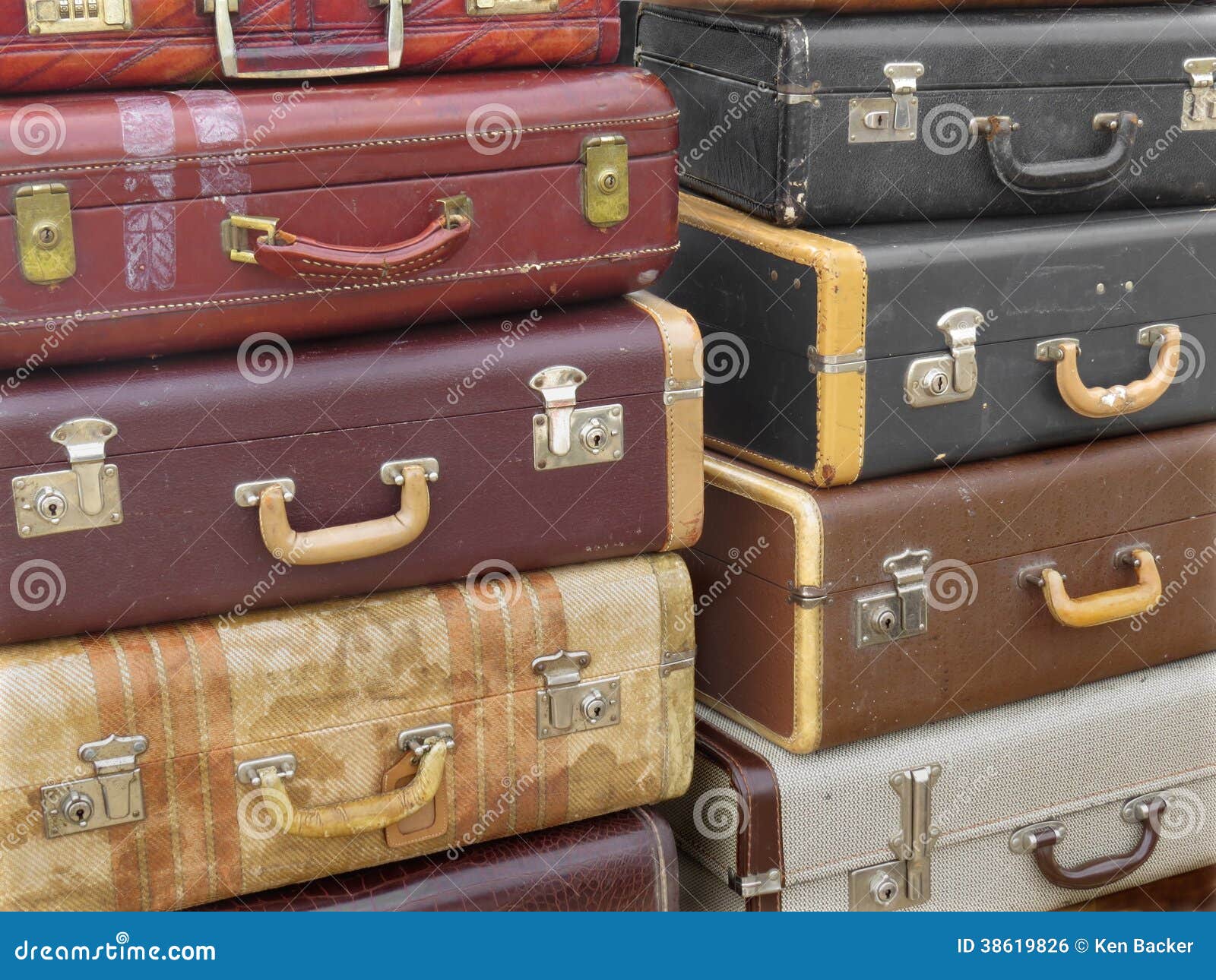 Stack of old suitcases stock photo. Image of stacks, suitcase 38619826