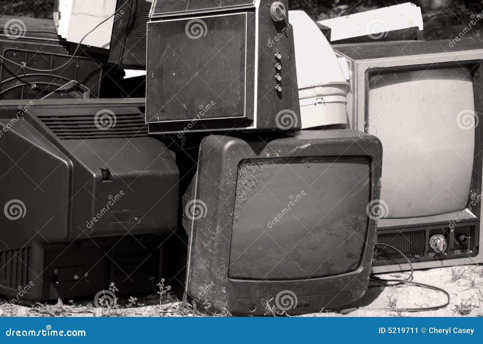 Stack of Old TV s stock image. Image of curbside, destroyed 5219711