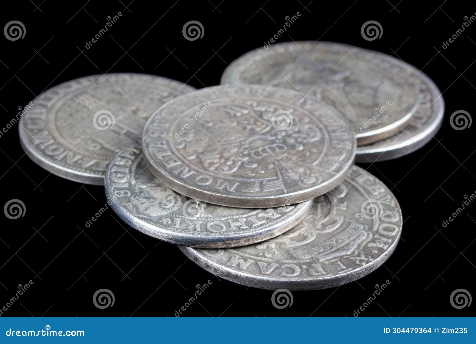 stack of old vintage silver medieval taller coins