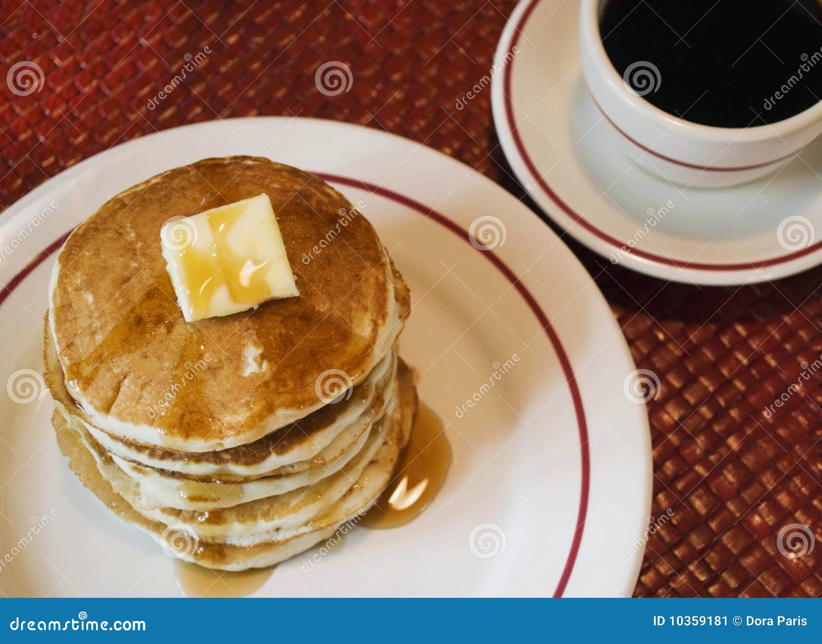 Stack of Pancakes and Black Coffee Stock Image Image of stack