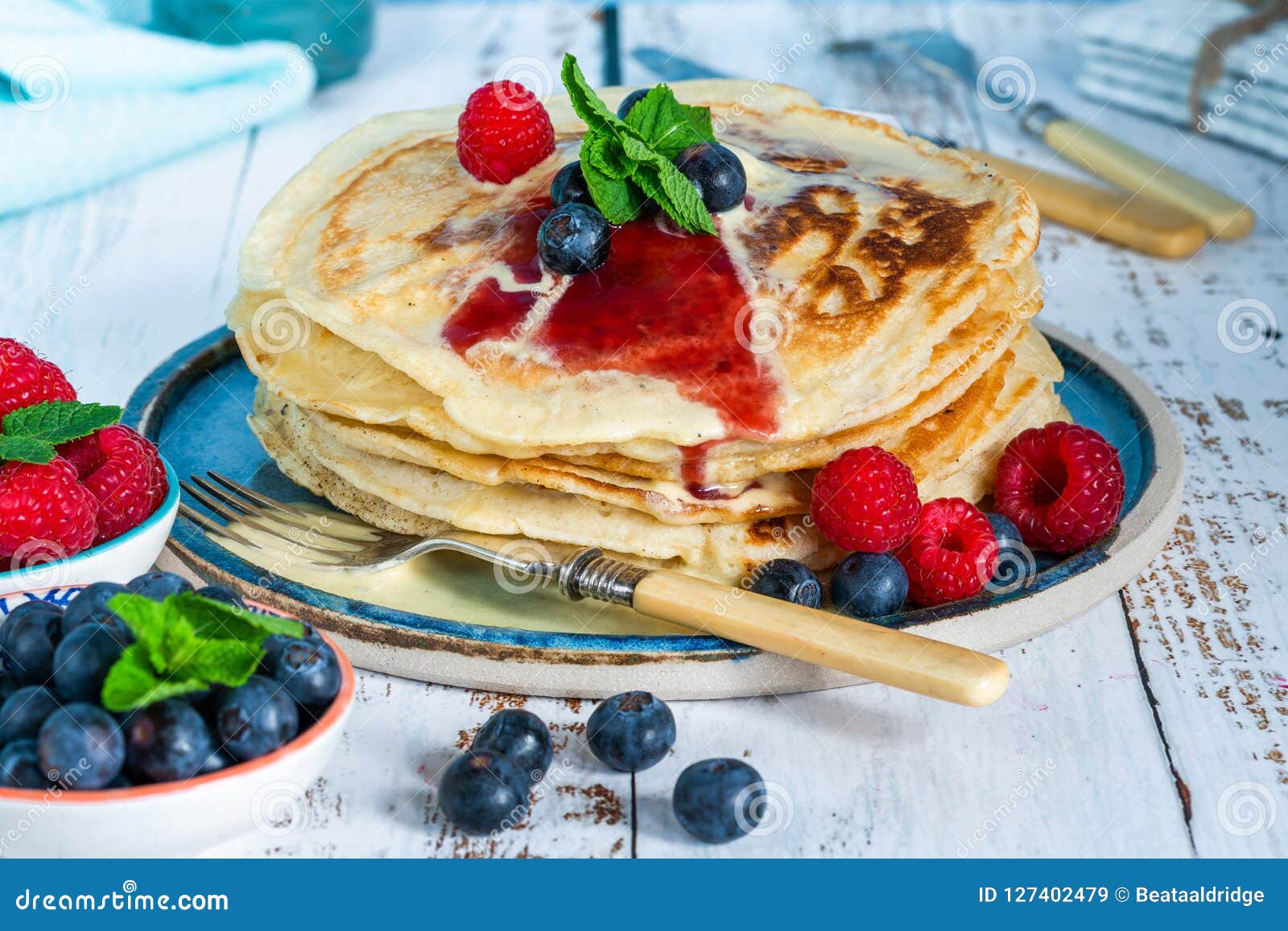 A Stack of Pancakes with Fresh Fruit Stock Image Image of healthy