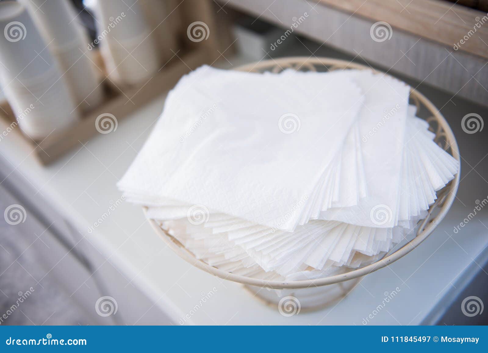 Stack of Paper Napkins on Basket Stock Image Image of restaurant