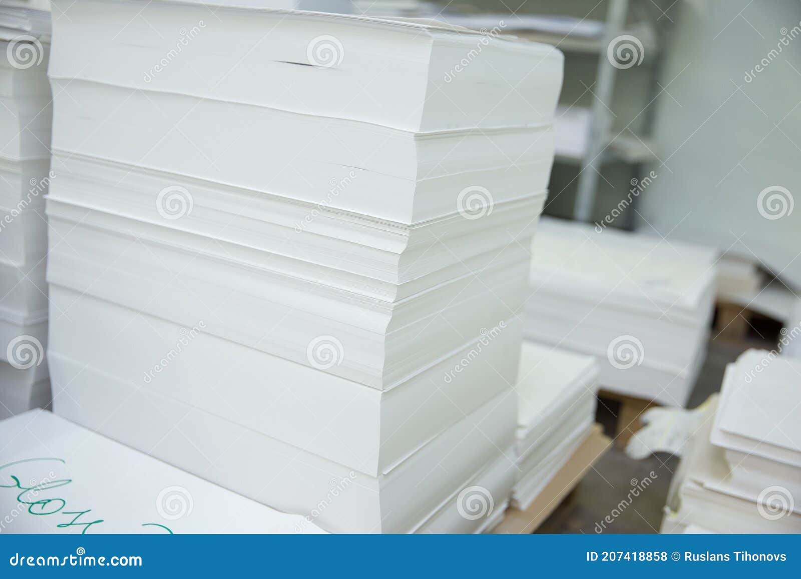 Stack of Paper in a Printing Press. Stock Photo Image of brochure