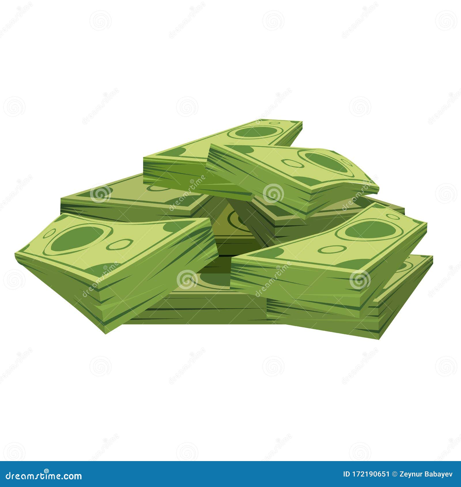 Stack of Pile of Dollars Money with Perspective View. Flat and Solid Color  Cartoon Style Vector Illustration. Stock Vector - Illustration of icon,  finances: 172190651