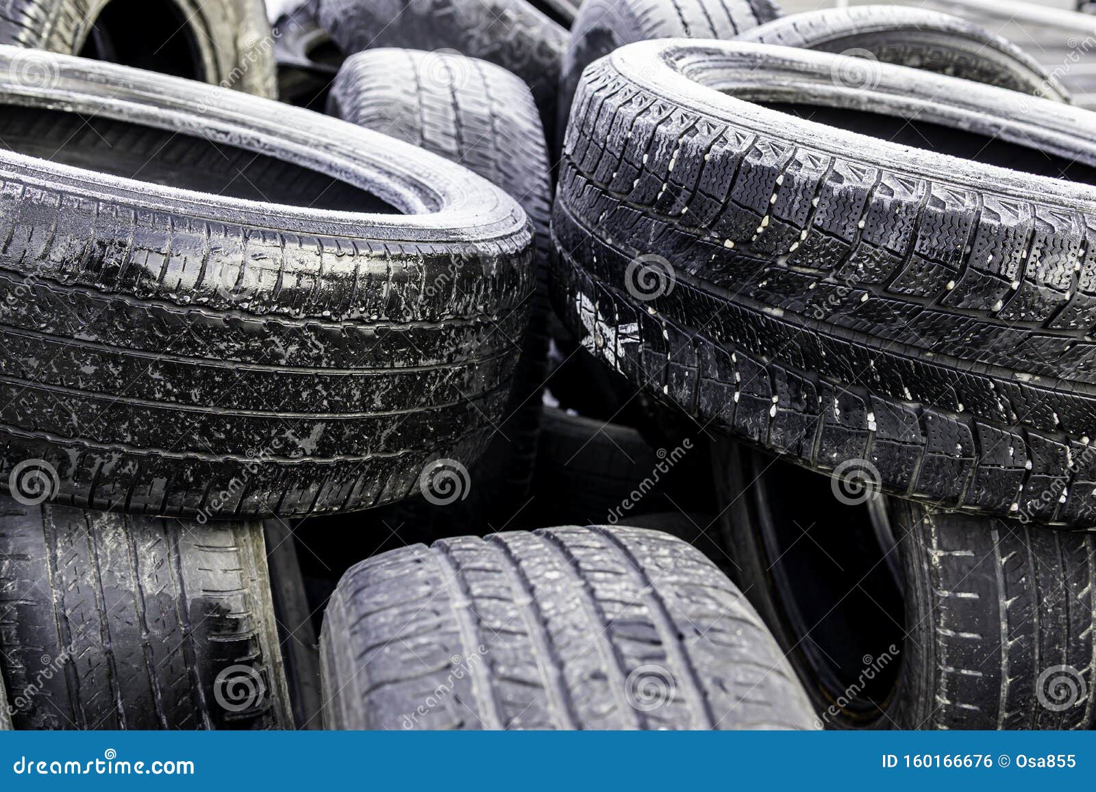 Stack Pile of Used Car Tires for Recycling Stock Photo Image of