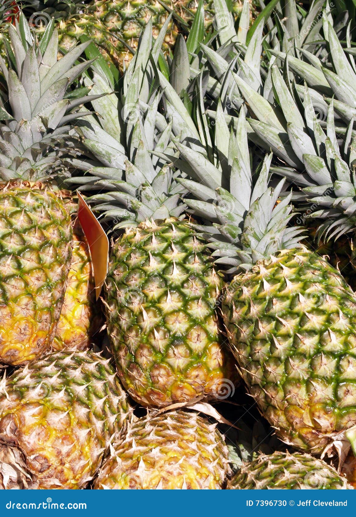 Stack of Pineapples Outside in Store Display Stock Photo Image of