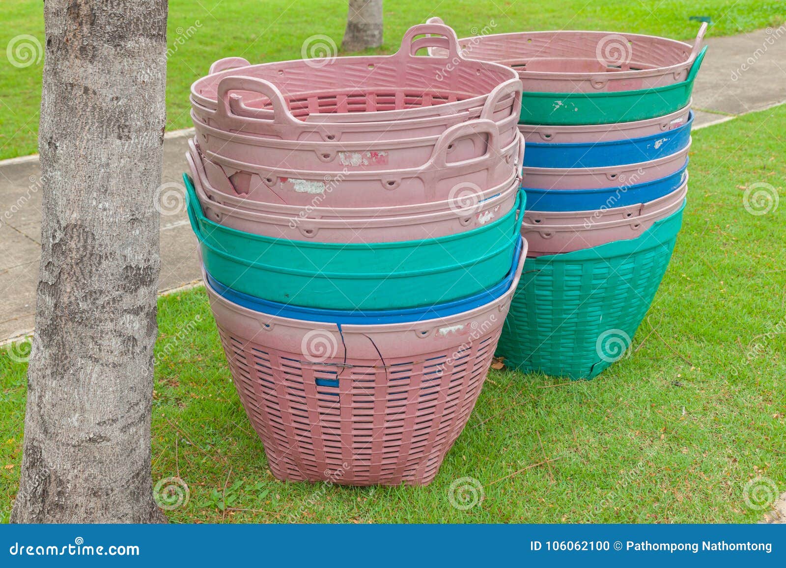 Stack of plastic bin stock photo. Image of ecology, green 106062100