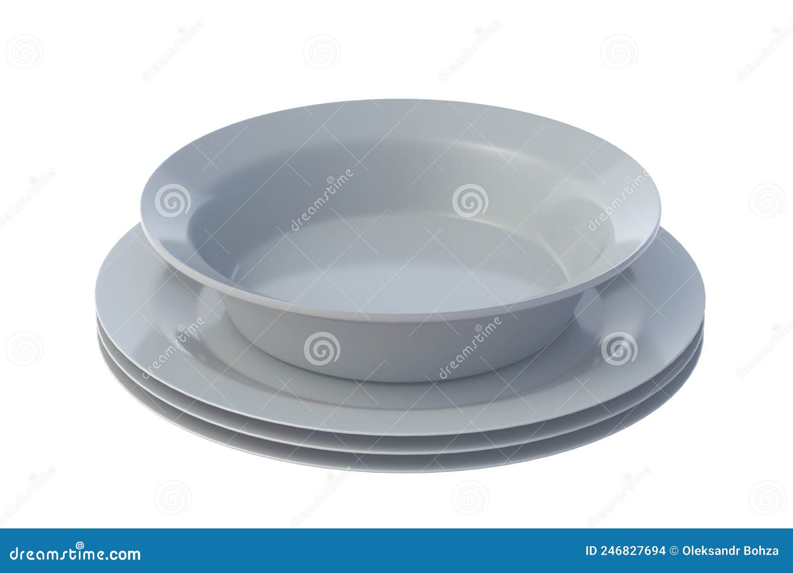 Stack of Plates Isolated on White Background Stock Illustration