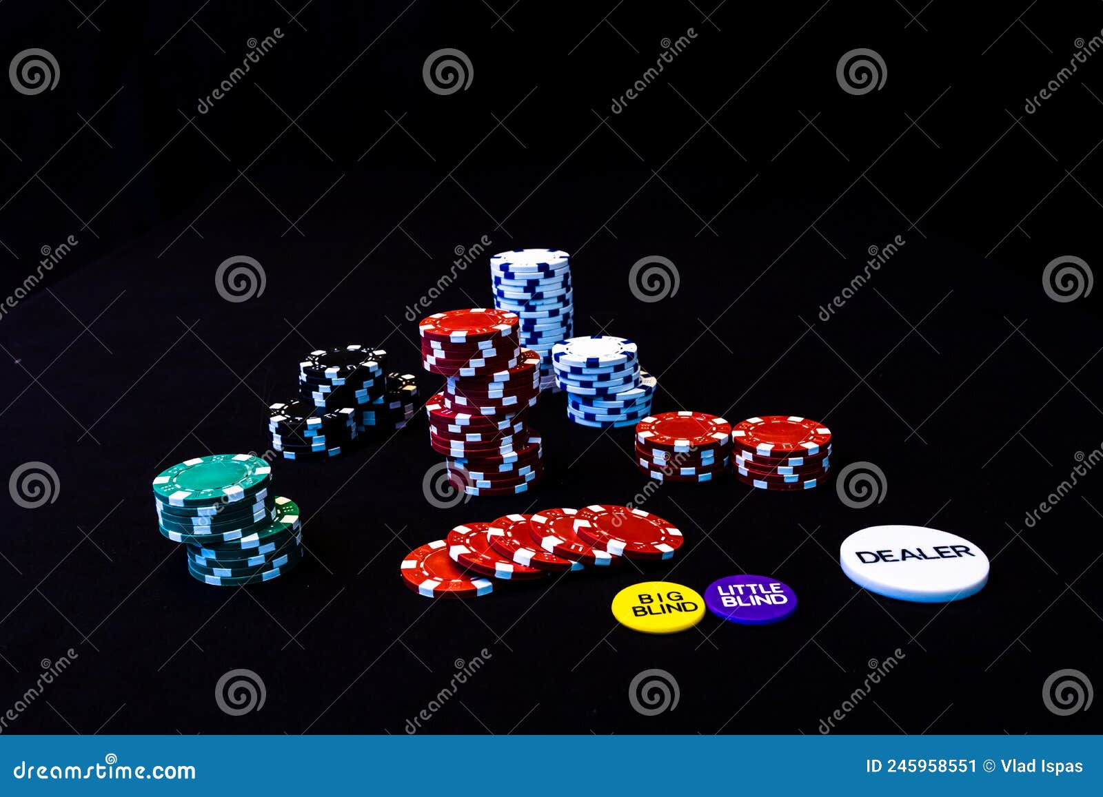 Stack of Poker Chips on Black Background Stock Image - Image of