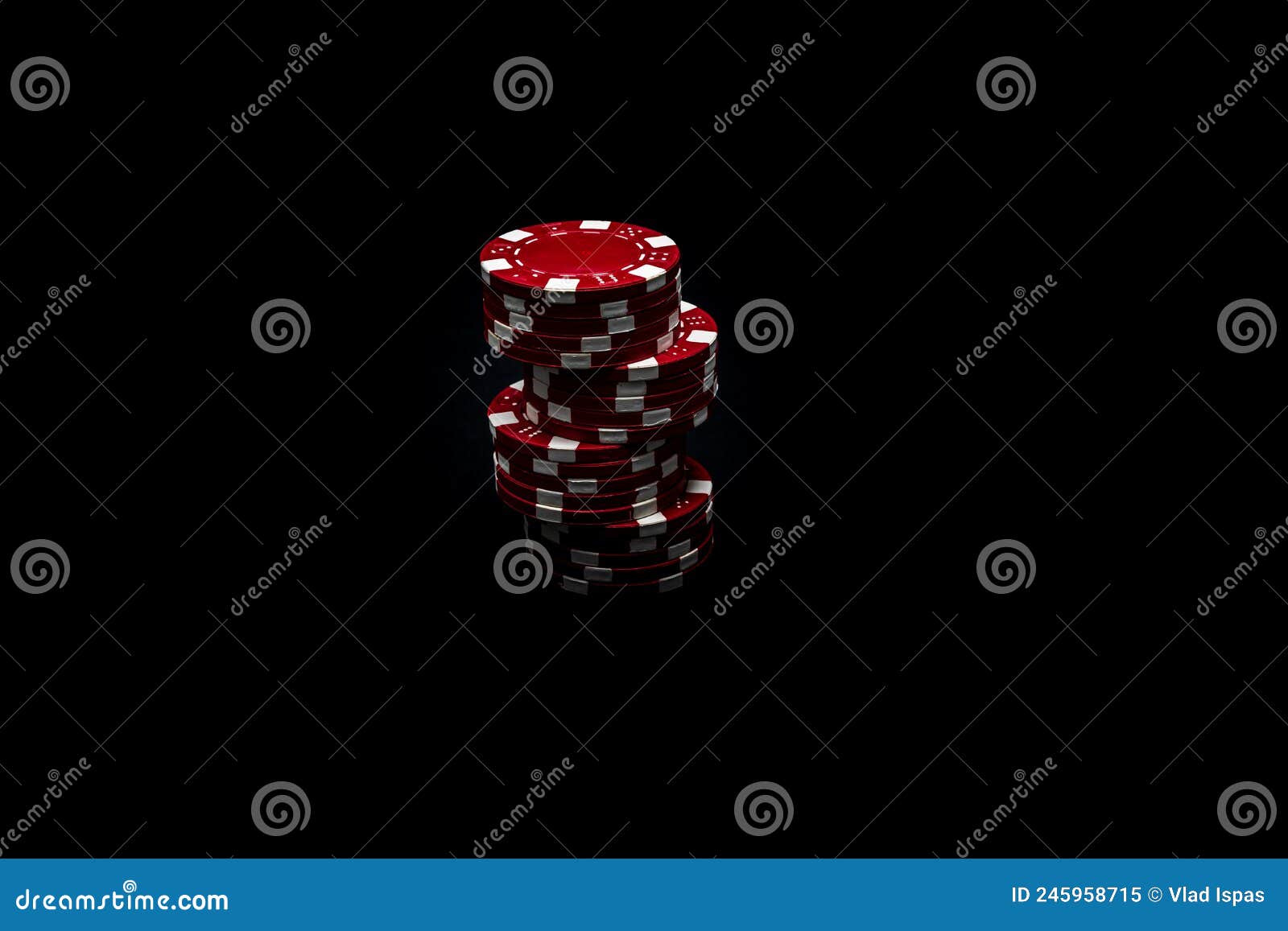 Stack of Poker Chips on Black Background Stock Image - Image of round