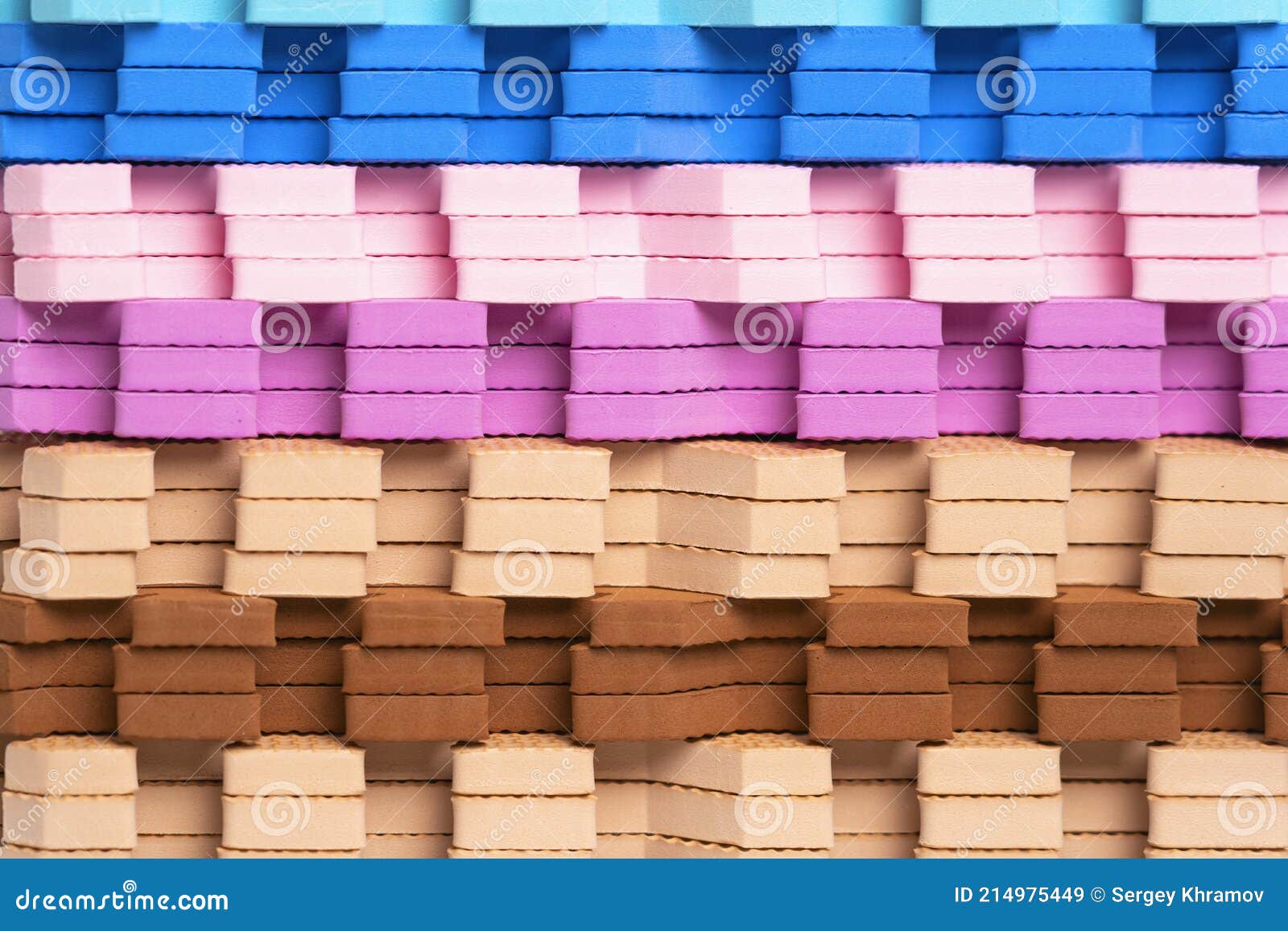 Stack of Puzzles for Rubber Flooring. Soft Material Floor Mats for