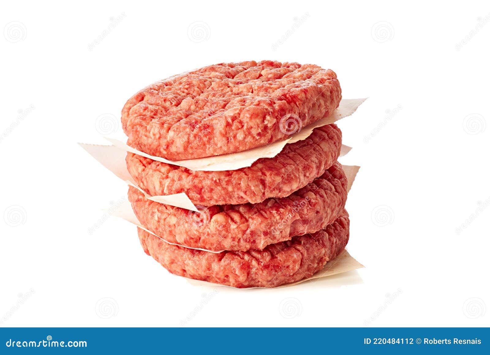 Stack of Raw Burger Patties on White Background Stock Photo Image of