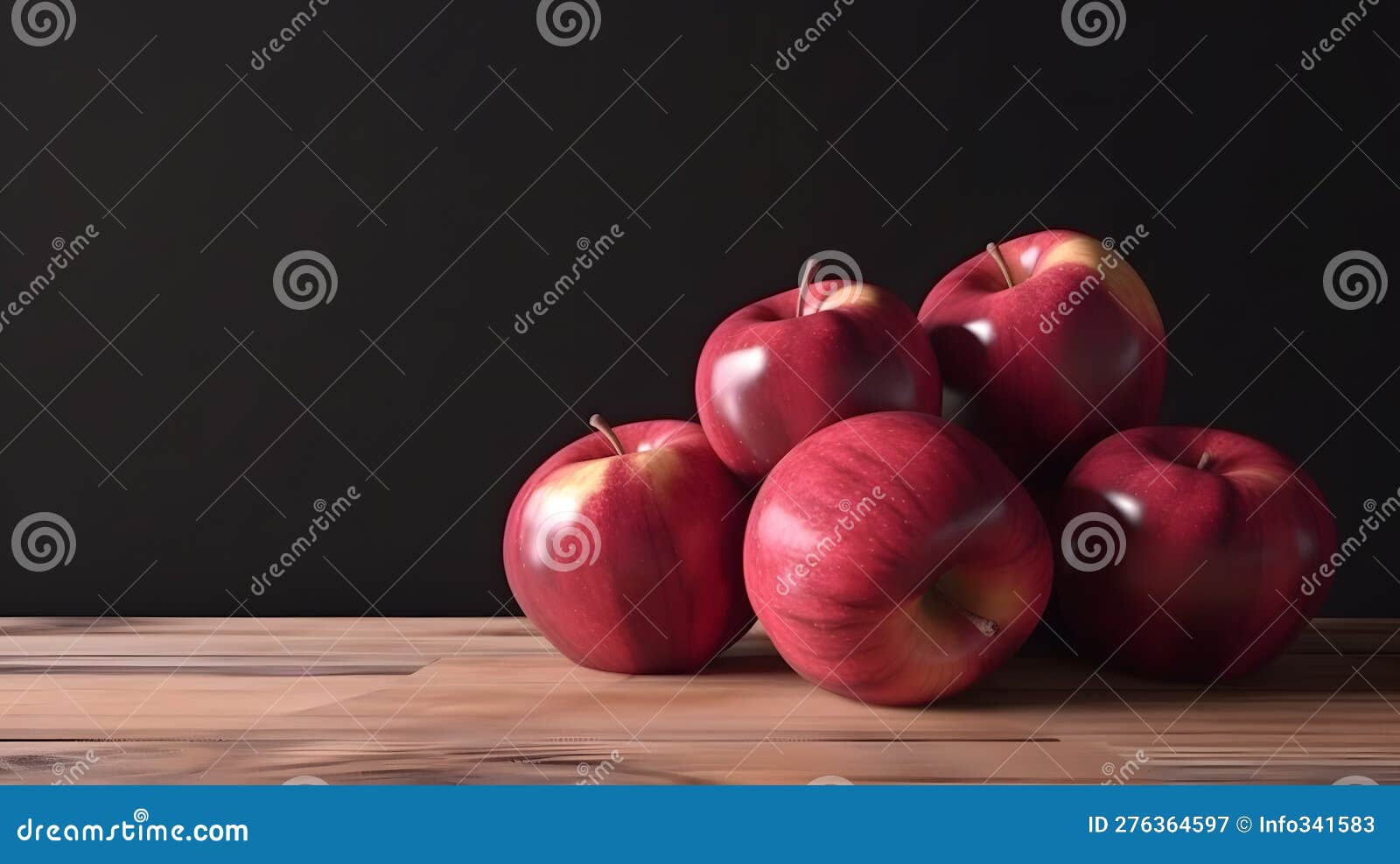 a stack of red apples on a wooden table cinematic hyper-r created with generative ai