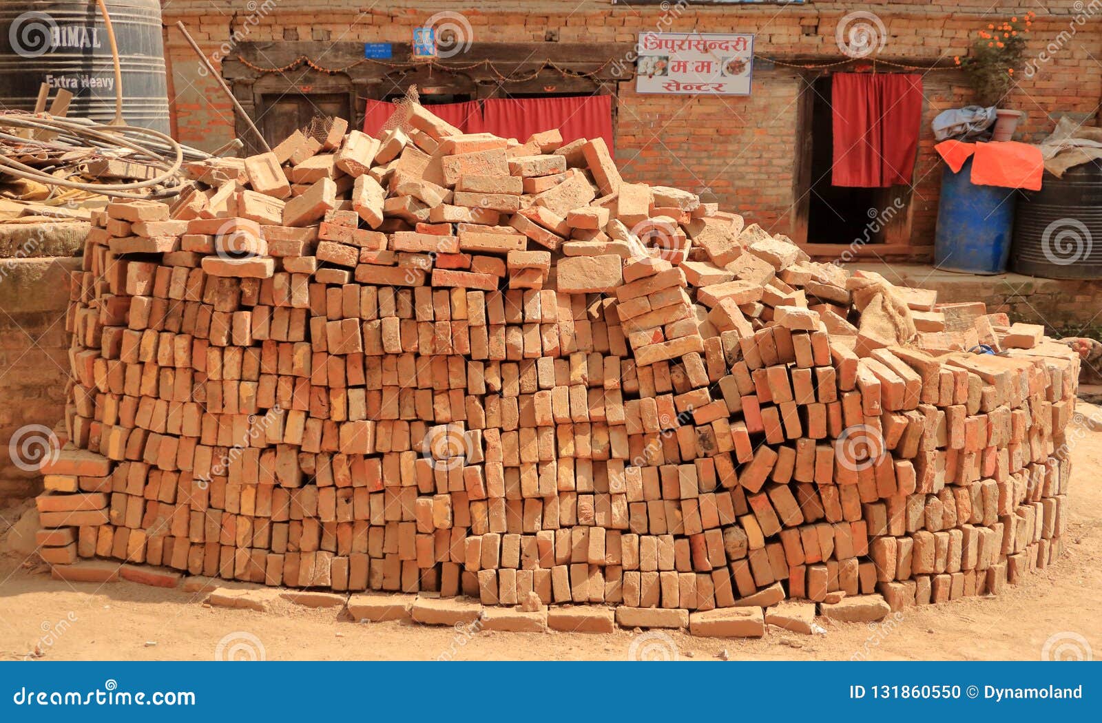 A Stack of Red Clay Bricks in Kathmandu, Nepal Stock Photo Image of