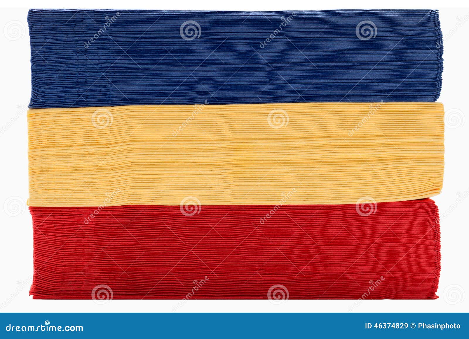 Stack of Red Yellow and Blue Napkins Stock Image Image of surface