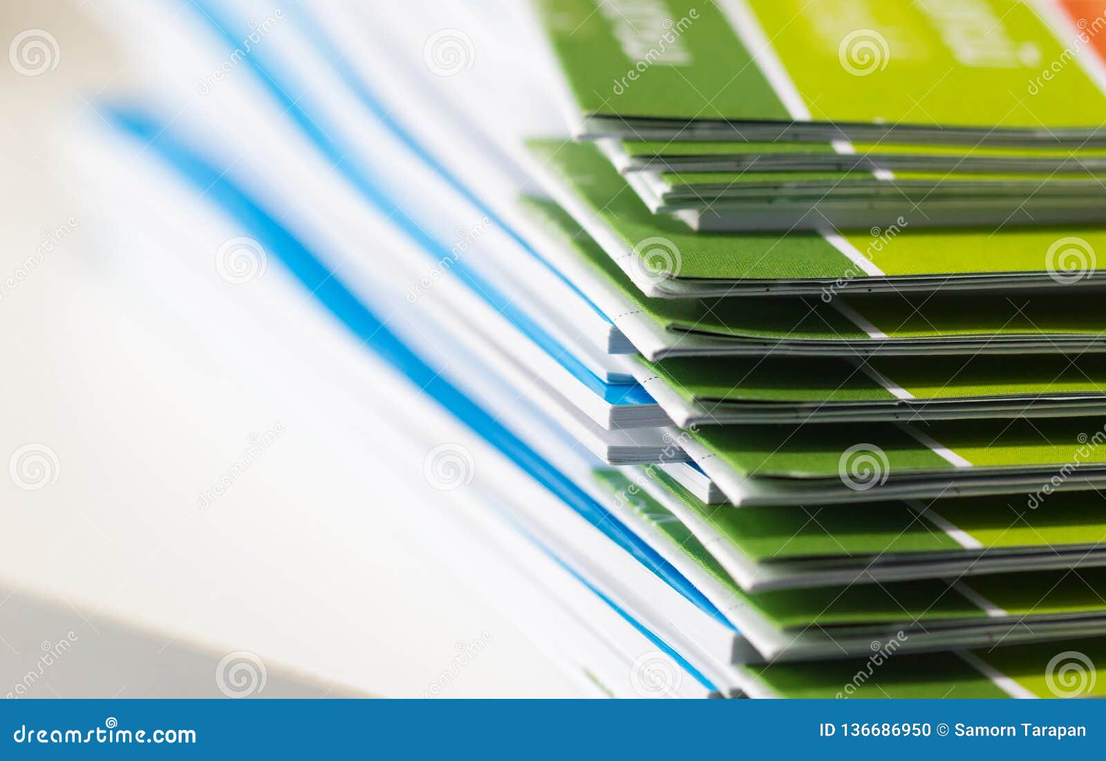 stack of report paper documents for business, business papers for annual reports files. business offices concept, soft focus