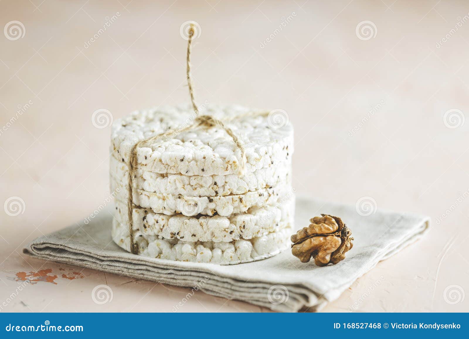 Stack of Rice Cakes. American Puffed Rice Cakes. Healthy Snacks with