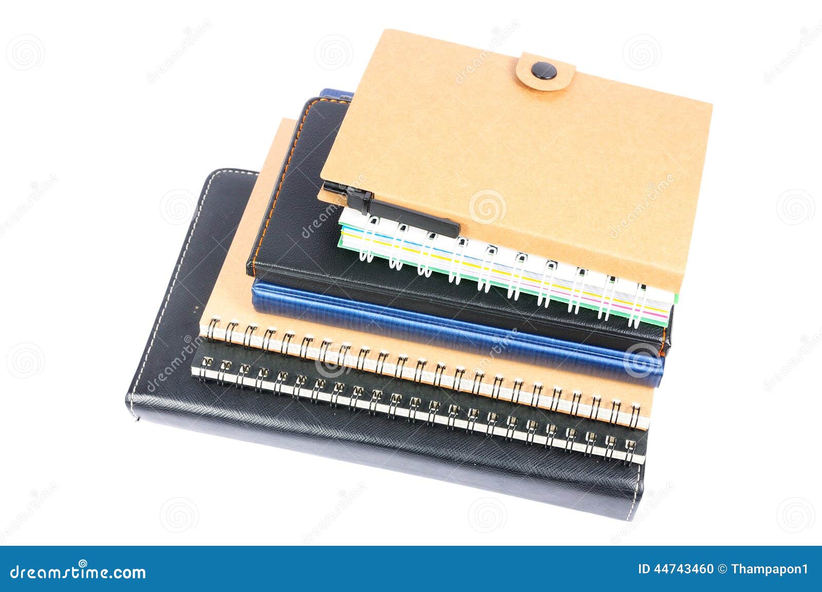 Stack of Ring Binder Book or Notebook Isolated on White Stock Photo