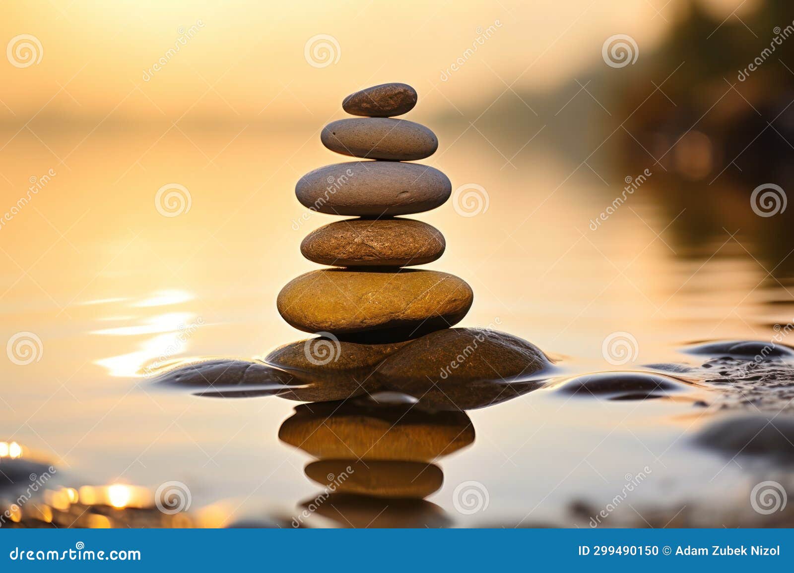 A stack of rocks in water stock illustration. Illustration of harmony