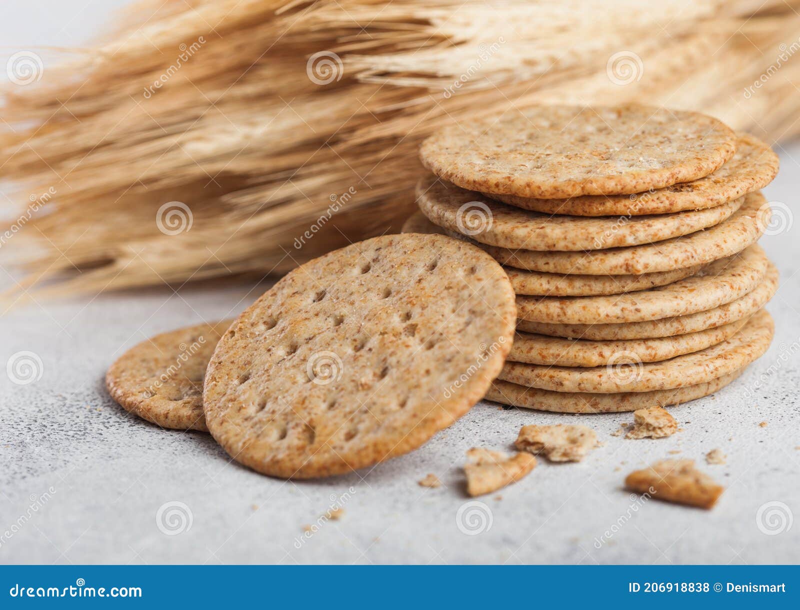 Stack of Round Organic Crispy Wheat and Corn Flatbread Crackers with