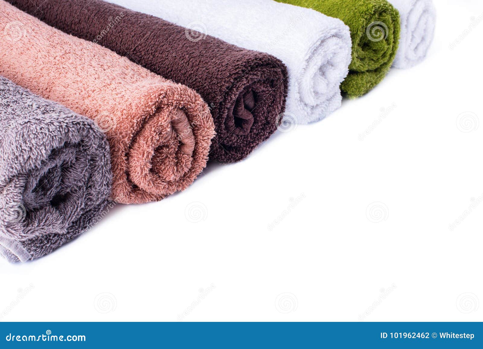 Stack Row Roll Bath Towels Colorful Textile Object Stock Photo Image