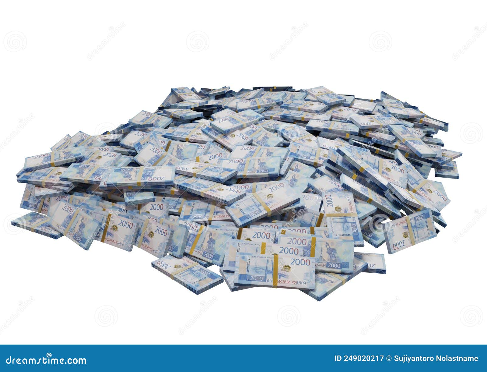 stack russian cash or banknotes of rusia rubles scattered on a white background  the concept of economic, finance, backgro