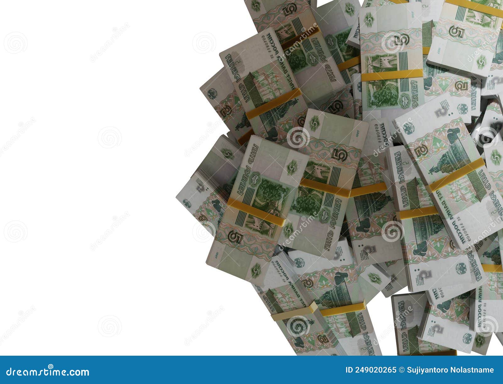 stack russian cash or banknotes of rusia rubles scattered on a white background  the concept of economic, finance, backgro