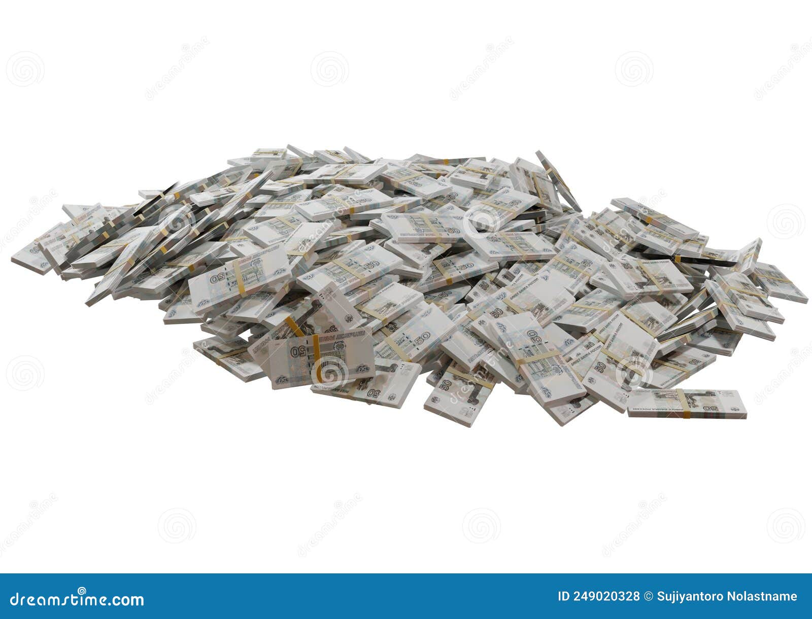 stack russian cash or banknotes of rusia rubles scattered on a white background  the concept of economic, finance, backgro