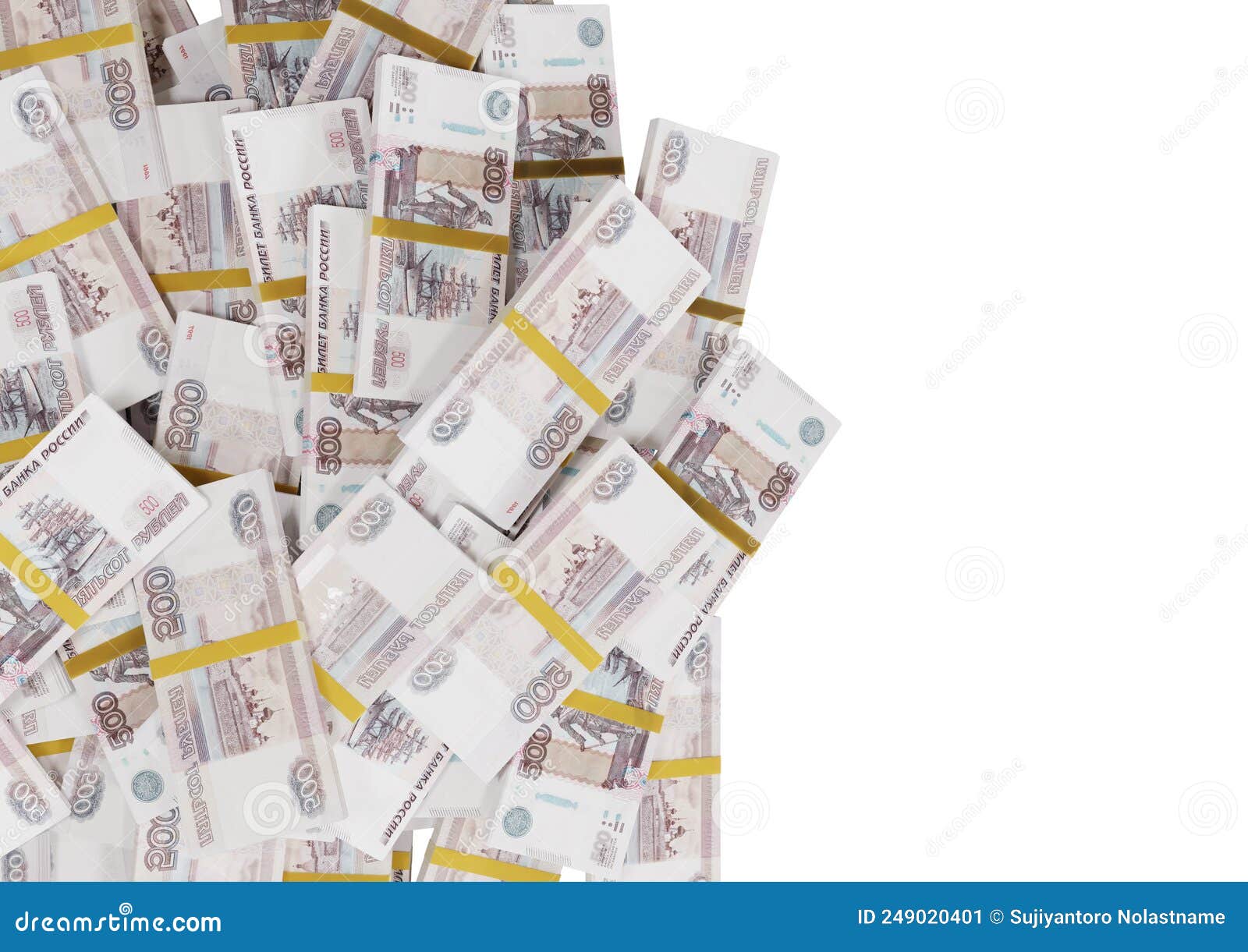 stack russian cash or banknotes of rusia rubles scattered on a white background  the concept of economic, finance, backgro