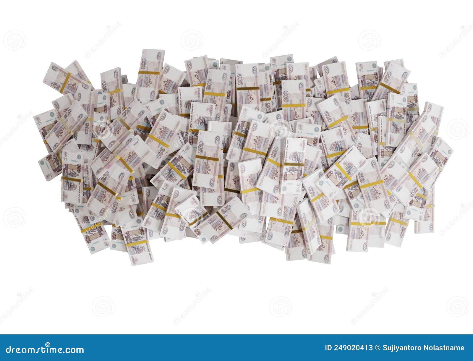 stack russian cash or banknotes of rusia rubles scattered on a white background  the concept of economic, finance, backgro