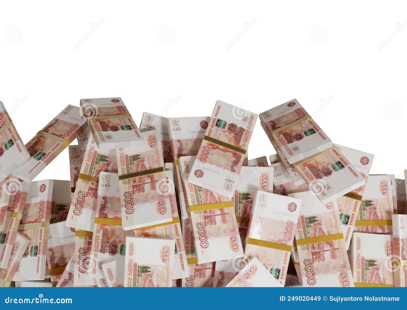 stack russian cash or banknotes of rusia rubles scattered on a white background  the concept of economic, finance, backgro