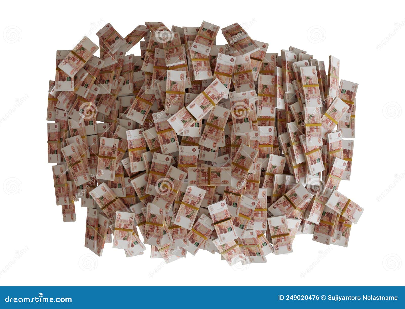 stack russian cash or banknotes of rusia rubles scattered on a white background  the concept of economic, finance, backgro