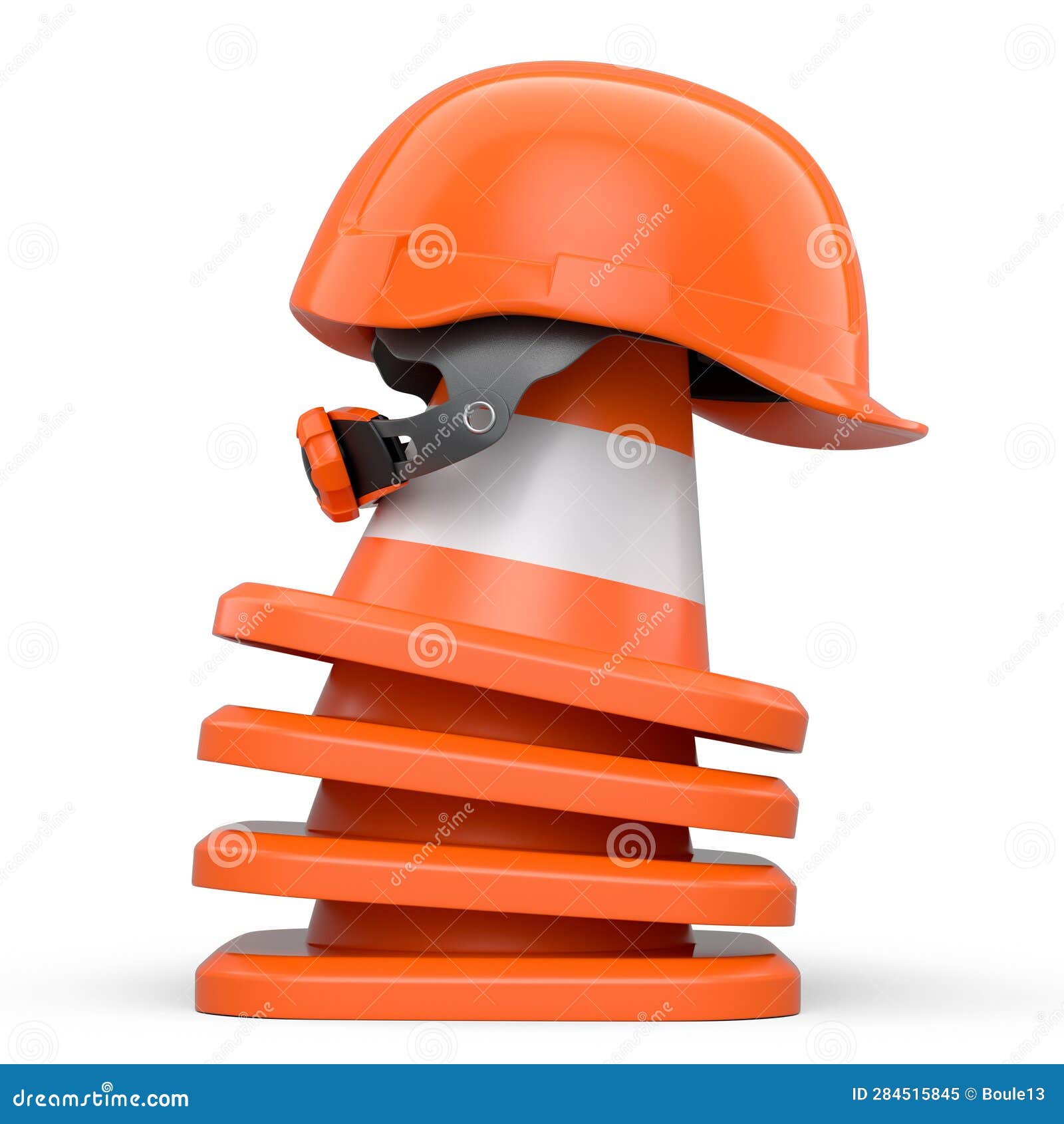 Stack of Safety Helmets or Hard Hats and Traffic Cones on White Background  Stock Illustration - Illustration of workwear, protection: 284515845