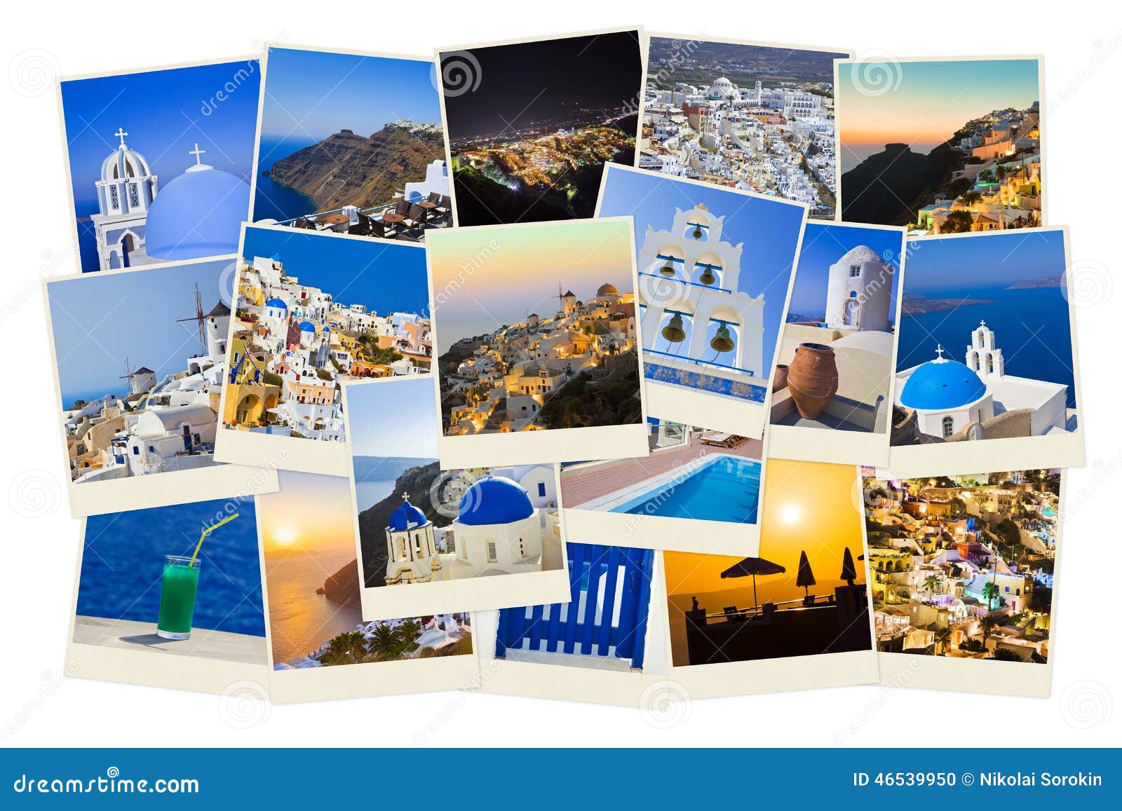 Stack of Santorini photos. Stack of Santorini shots - nature and travel background (my photos)