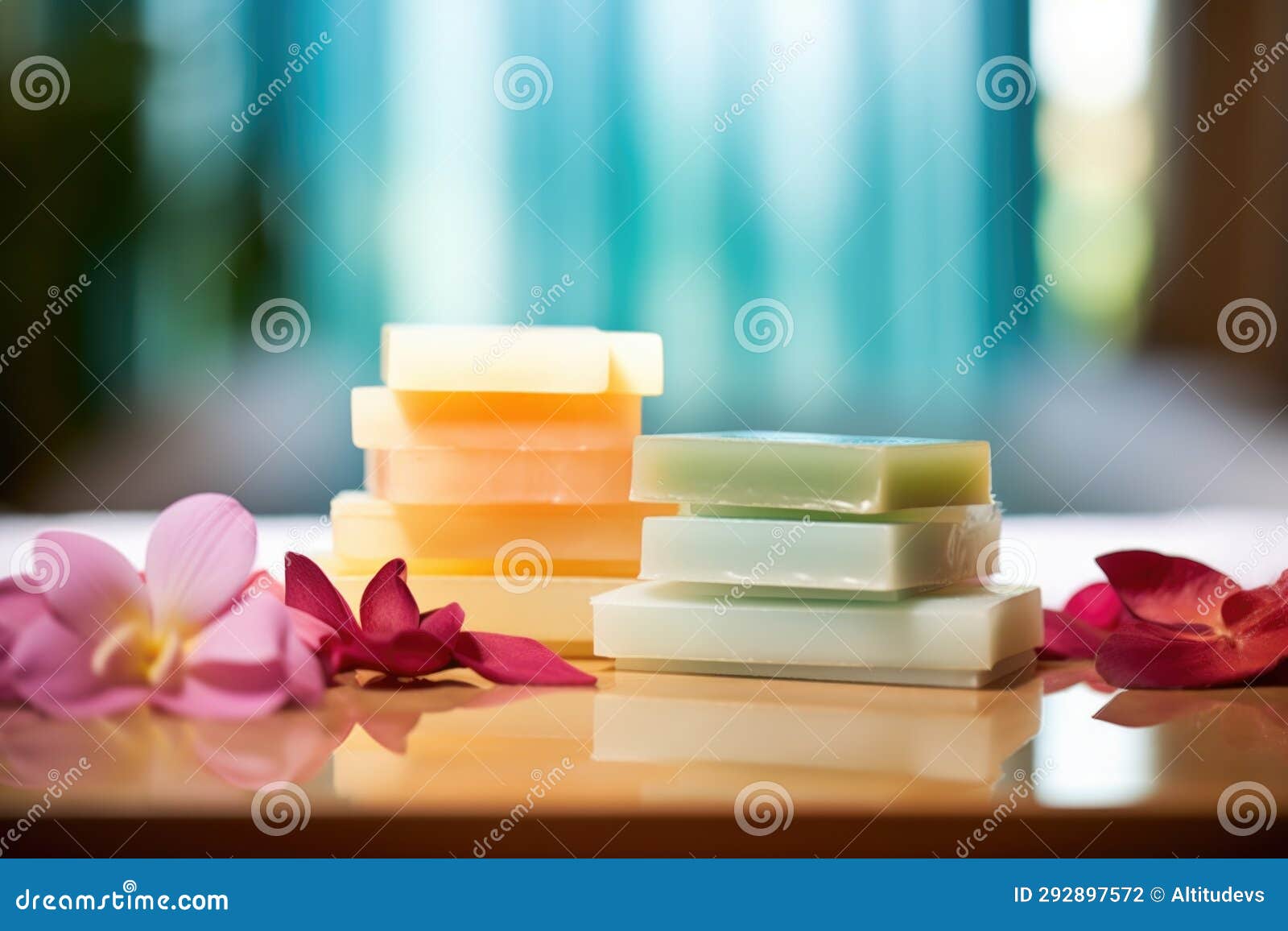 Stack of Scented Soap Bars in a Spa Setting Stock Photo Image of body