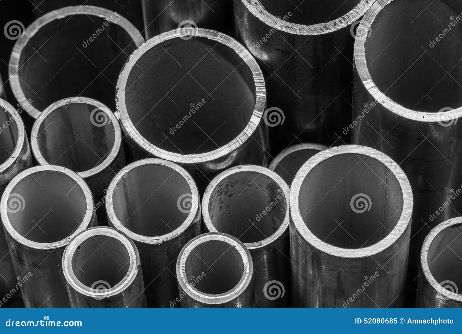 Stack of steel pipes. stock image. Image of profile, industry 52080685