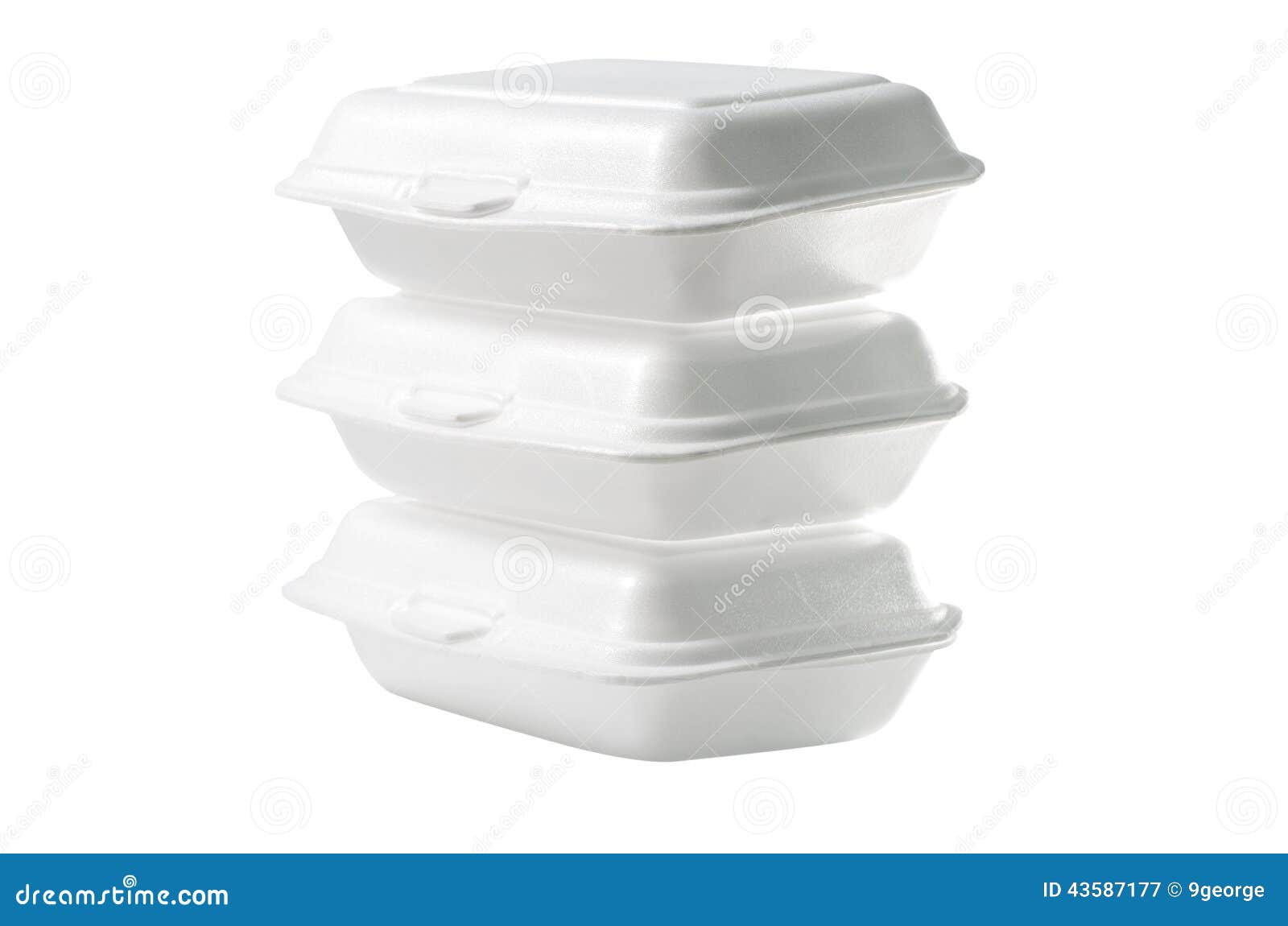 stack of styrofoam takeaway boxes on white background : clipping path included.
