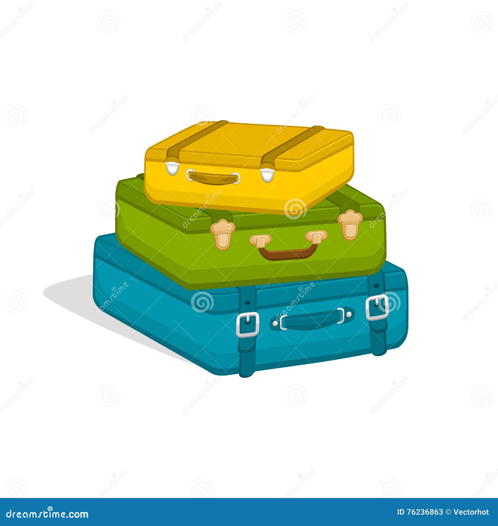 Stack of Suitcases on White Background. Stock Vector - Illustration of ...
