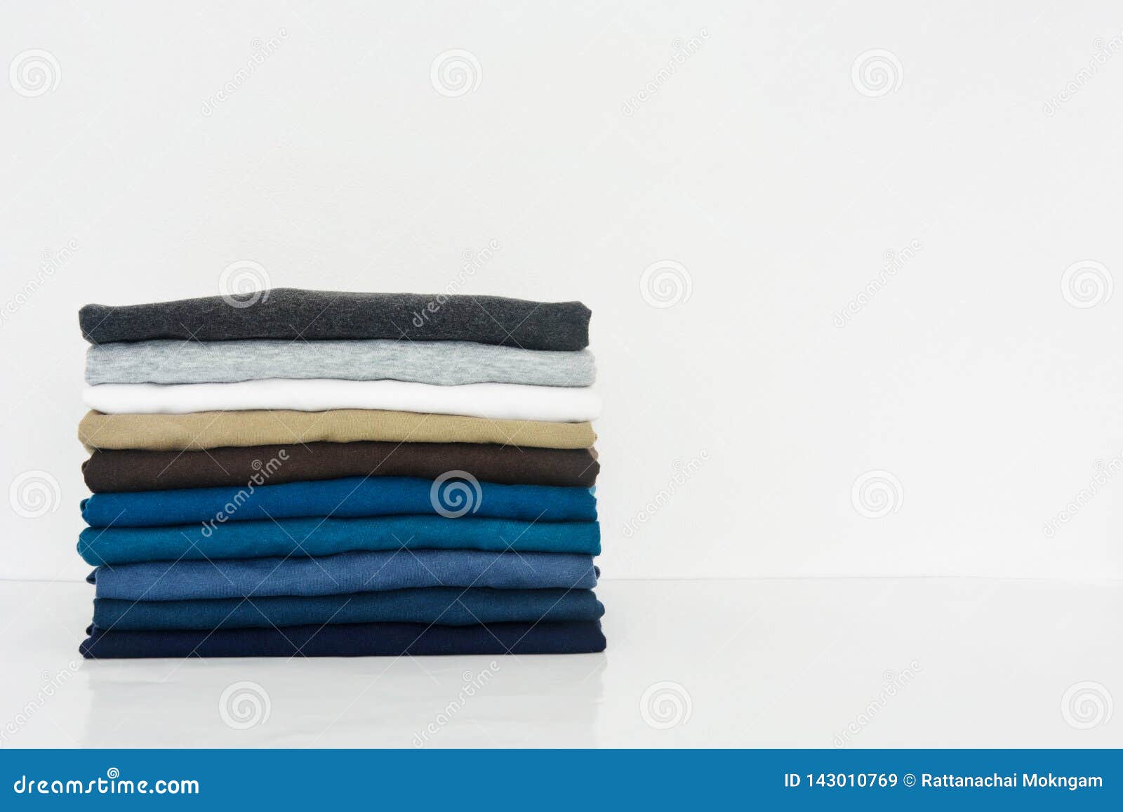 Stack of Folded Tshirt on White Background Stock Image Image of
