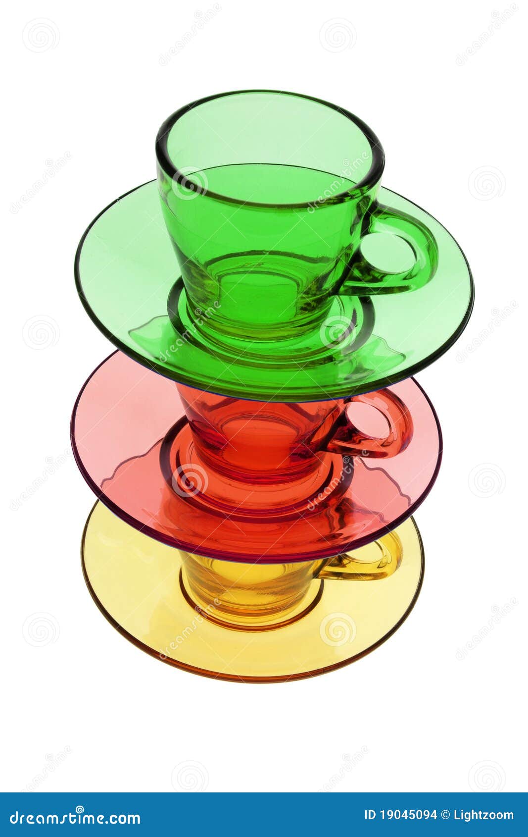 Stack Of Red And Green Tea Cups With Saucers Stock Photo - Download Image  Now - Bright, Brightly Lit, Cafe - iStock