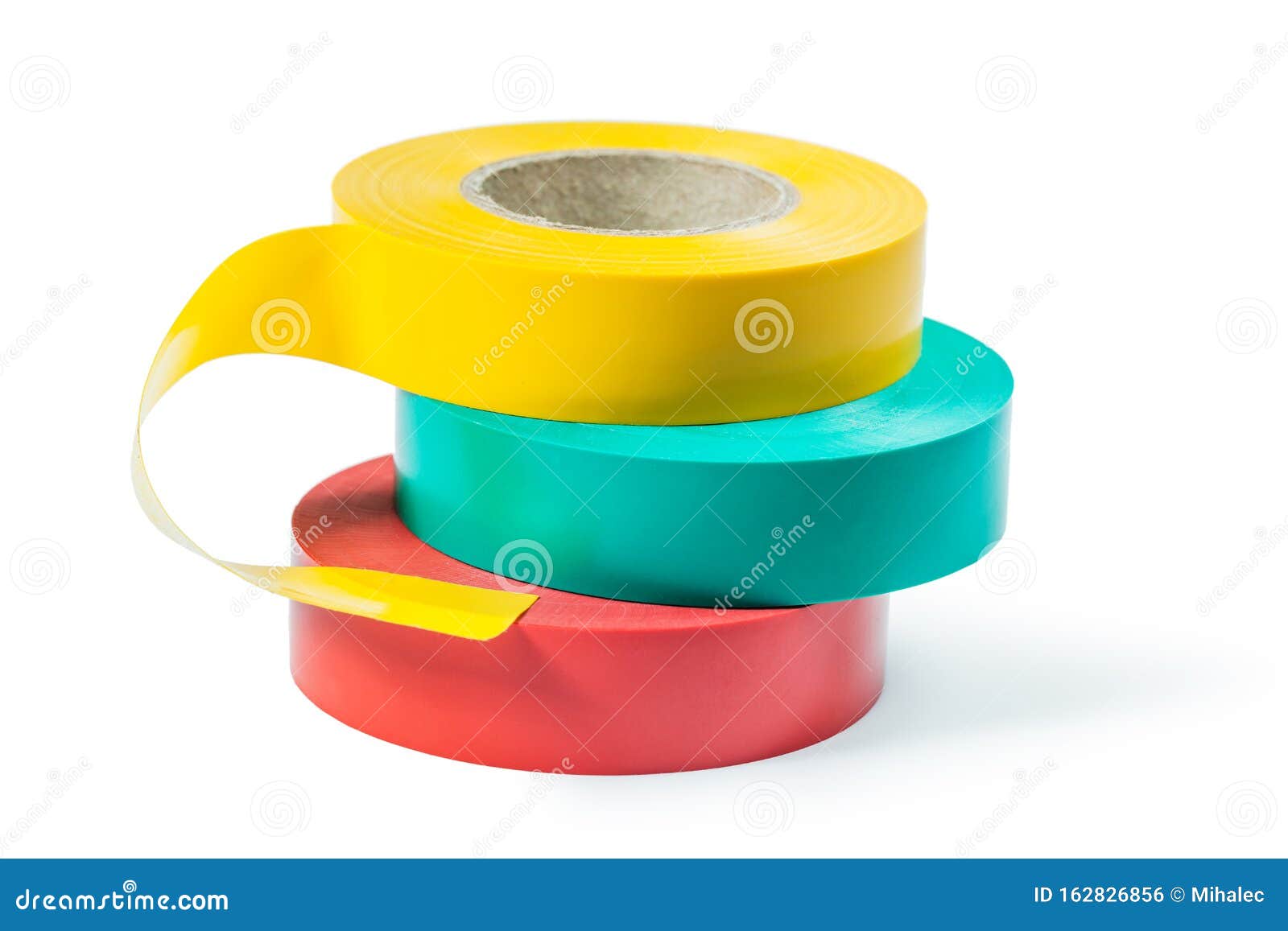 Stack of Three Colored Rolls of Insulation Tape Stock Photo Image of studio, three 162826856