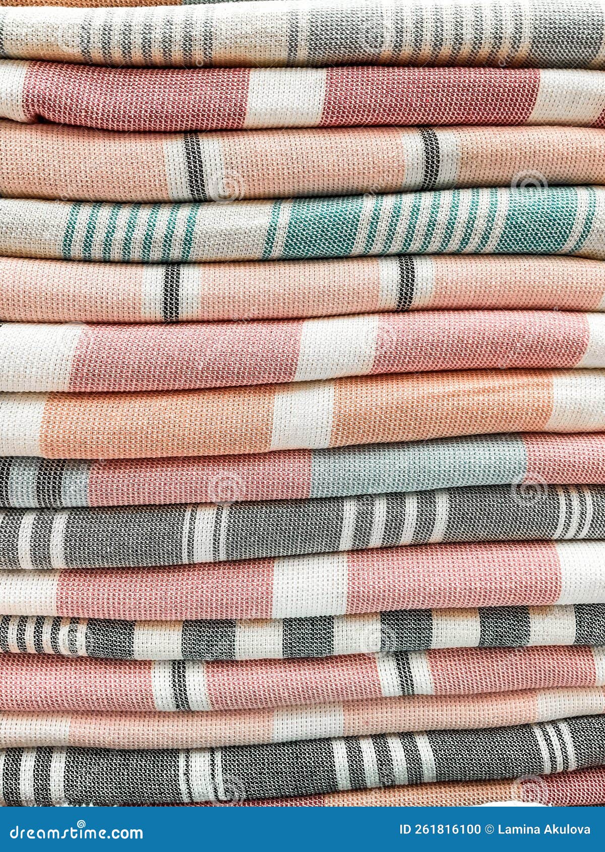 stack of towels. colorful turkish towels. colored terry